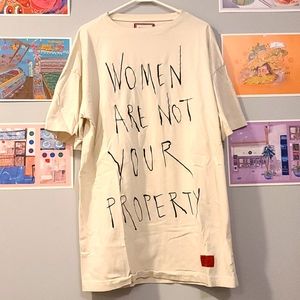 SOLD Embroidered Women Are Not Your Property T-Shirt Dress Size Large